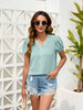 Elegant V-Neck Women’s Blouse With Dot Lace Detail For Effortless Feminine Style