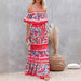 One-Shoulder Printed Long-Hem Maxi Dress for Women – European and American Style
