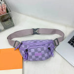Checkered Adjustable Strap Nylon Crossbody Unisex Bag