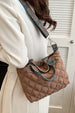 Bubble Textured Handbag with Adjustable Printed Strap – Spacious Structured Shoulder Bag