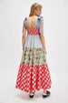 Women's Strapless Backless Camisole Dress with Retro Printed Long Skirt