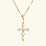 Women's 925 Sterling Silver Moissanite Cross Pendant Necklace Jewelry