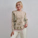 Women Round Neck Long Sleeve Sweater Patchwork Lace Up Knitting Pullover Sweaters