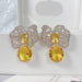 Fashionable colored zirconium petals light luxury earrings