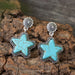 Women's Star-Shaped Earrings with Artificial Turquoise and Alloy Finish