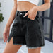 Women's Frayed Edge Denim Shorts with Side Slits