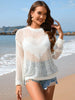 Women’s Solid Color Knitted Love Beach Hoodie With Round Neck Lightweight Design