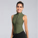 Women's Standing Neck Zippered Vest Sports Gym Yoga Wear Sleeveless Vest
