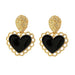 Black Epoxy Metal Heart Earrings Women's Enamel Vintage Fashion Jewelry