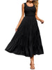 Women's Strap Top A-Line Swing Dress With Pleats And Spliced Detailing