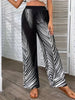 Fashion Striped Leaf Printed Wide Leg Pants for Women’s Relaxed Chic Style