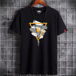 Men's Oversized Graphic Anime T-Shirt in White with Harajuku Print