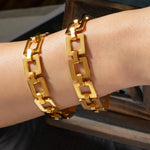 Titanium Steel Hollow Square Link Bracelet with Modern Appeal