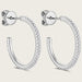 C-Hoop Earrings in 925 Sterling Silver with Inlaid Moissanite Stones