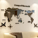 Acrylic 3D World Map Wall Stickers for Living Room and TV Background Decor