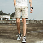 Men's Casual Pattern Print Shorts Cotton Slim Fit Cargo Shorts