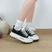 Women’s Lace-Up Canvas Platform Sneakers with Elevated Comfort Sole