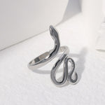 Stainless Steel Ring Personality Snake Shaped Open Ring Fashion Jewelry