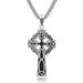 Titanium Steel Spiral Cross Necklace with Pearl Chain – Retro Pendant