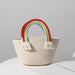 Cute Rainbow Cloud Handbag Handmade Cotton Thread Woven Bag for Beach Vacations