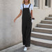 European & American Women’s Casual Long Overalls in Solid Color for Relaxed Style