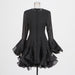 Elegant Ruffled Mid-Length Trumpet Sleeve Dress for Women