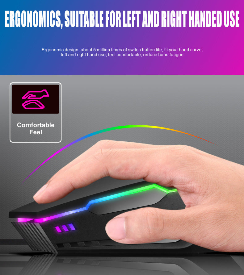Led Mouse Back USB Wired Gaming Mouse with LED Lights Desktop Laptop Competitive Play ...