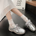 Silver Strap Ballet Shoes – Soft Sole Casual Flats for Women