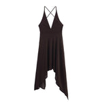 Women's Slim Asymmetric Midi Camisole Dress – Fashionable and Unique Fit