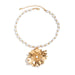 Fashion Metal Large Flower Necklace Women's Retro Pearl Necklace