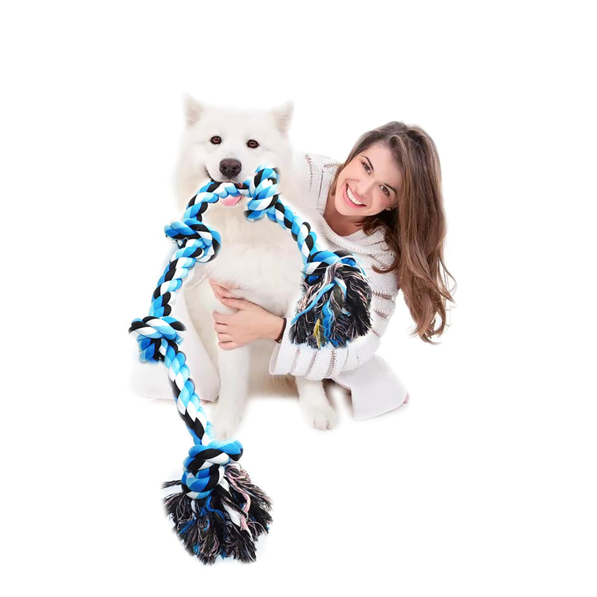 Highchew Rope Dog Rope Toy Aggressive Chewers Large Breed 90CM Long 5 Knot Chew Rope ...