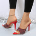 Women's Sequin Mid Heel Point Toe Sandals for Parties and Events