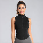 Women's Standing Neck Zippered Vest Sports Gym Yoga Wear Sleeveless Vest