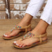 PU Leather Flat Sandals with Beaded Detail for a Chic Summer Look