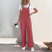 European & American Women’s Casual Long Overalls in Solid Color for Relaxed Style