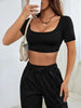 Women’s Cropped High-Stretch Knitted Short Tee For Casual Leisure Wear