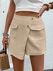 Women's High-Waisted Short Pocket Solid Color Skirt Pants