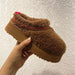 Women's Fur Slippers Ankle Boots Platform Short Plush Warm Flip Flops Cotton Shoes