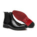 Men’s Pointed Toe Leather High-Top Boots with Red Soles – British Style