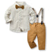 Multi-Color Plaid Long Sleeve Cotton Shirt Suspenders Boys' Suit Kid's Clothes