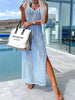 Casual Solid Color Slit Backless Knitted Camisole Dress for Beach or Vacation