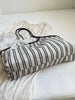 Striped Canvas Tote Bag With Spacious Interior For Daily Use Or Weekend Outings