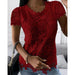 Women's Short Sleeve Lace Shirt Top For Elegant Summer Wear