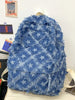 Star Pattern Denim Backpack for School and Travel Daily Carry