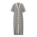 Women Striped Knit Long Dress Short Sleeve Vintage Causal Elegant Slim Dress