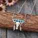 Women's Turquoise Cow Shape Pendant Necklace – Western Boho Style
