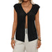 Hollow Out Short Sleeve Lace-Up Vacation Cardigan for Women