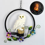 Owl Solar Garden Lights Resin Outdoor Wind Chimes Landscape Lights Decorative Chandelier