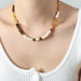 Freshwater Pearl & Tiger Eye Titanium Necklace – Pig Nose Chain Design