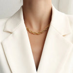 Polished Titanium Steel Chain Necklace Minimalist Style Jewelry For Women